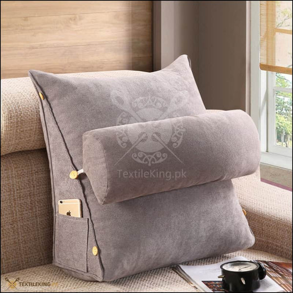 Adjustable Triangle Backrest Cushion Pillow Gray TextileKing.pk