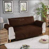 Quilted Cotton Sofa Cover - Runner Coat All Color & Sizes 1 Seater / Dark Brown