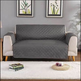 Quilted Cotton Sofa Cover - Runner Coat All Color & Sizes 1 Seater / Gray