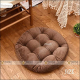 Velvet Round Floor Cushion-Ball Fiber Filled_1 Pair=2Pcs Brown