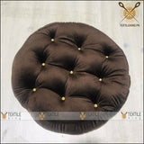 Velvet Round Floor Cushion-Ball Fiber Filled_1 Pair=2Pcs Brown