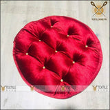 Velvet Round Floor Cushion-Ball Fiber Filled_1 Pair=2Pcs Maroon