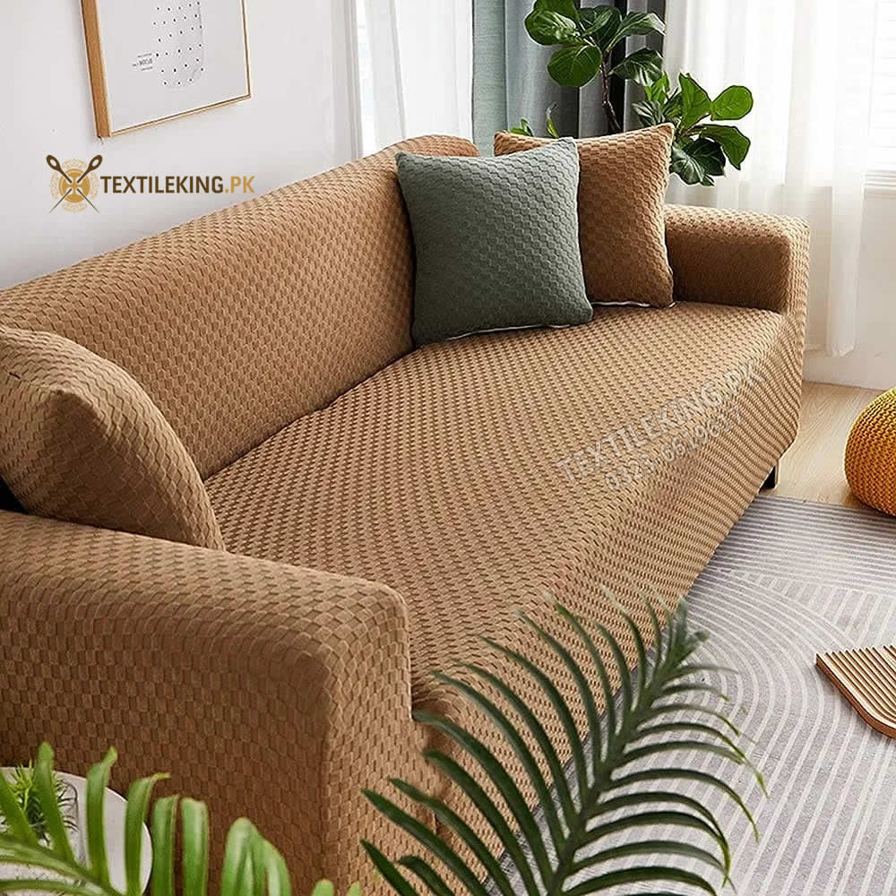 Terry Sofa Cover - Copper Brown Color