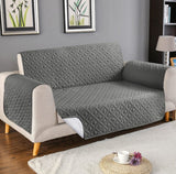 Ultrasonic Microfiber Quilted Sofa Cover Gray Color