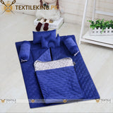 Velvet Baby Nest- New Born Baby Quilted 7 Pcs Set - Blue