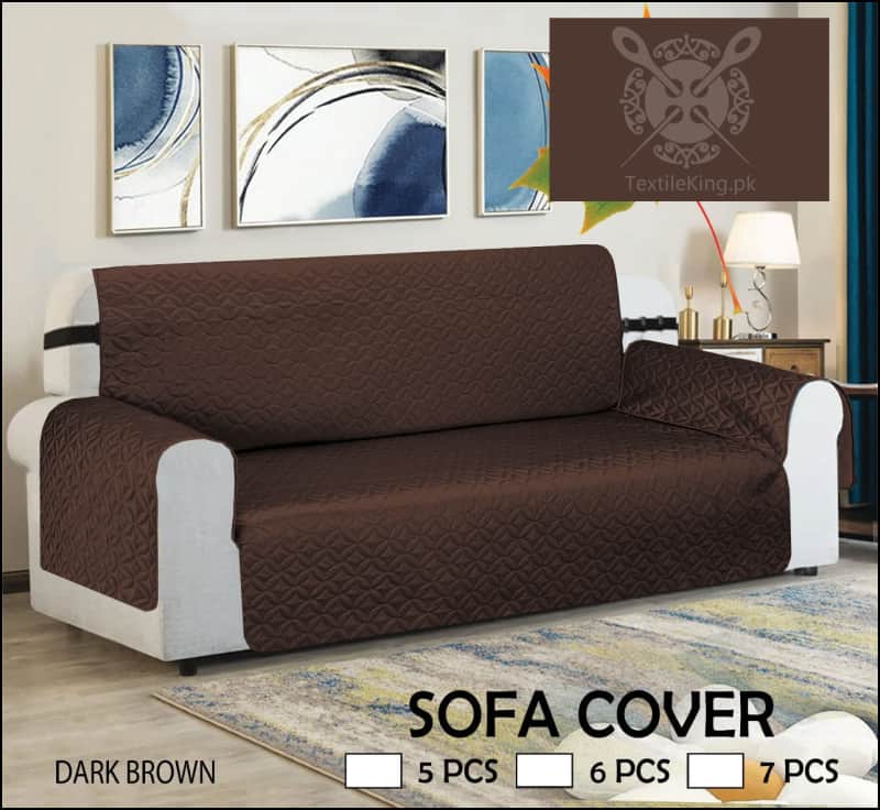 Jersey Quilted Sofa Coat Cover Dark Brown - All Colors & Sizes 7 Seater (3-2-1-1) /