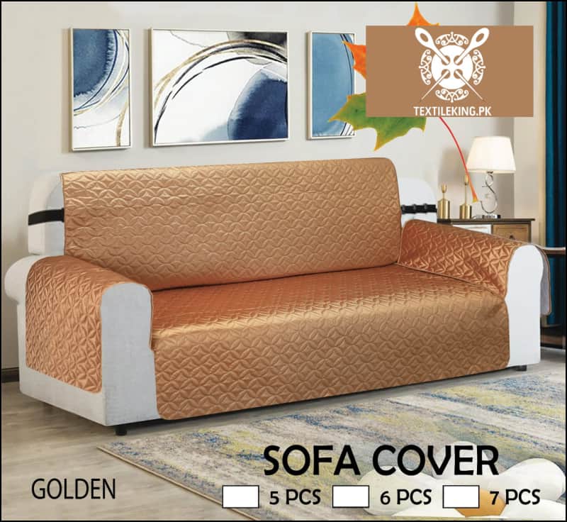 Jersey Quilted Sofa Coat Cover Golden Color - All Sizes