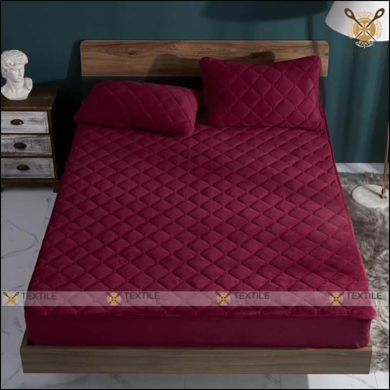 Quilted 100% Waterproof Mattress Protector - All Sizes Maroon Color