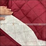 Quilted Cotton Sofa Cover - Runner Coat Maroon Color All Sizes