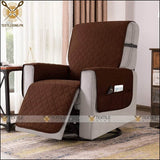 Recliner Quilted Chair Cover with Utility Pockets - Copper Brown