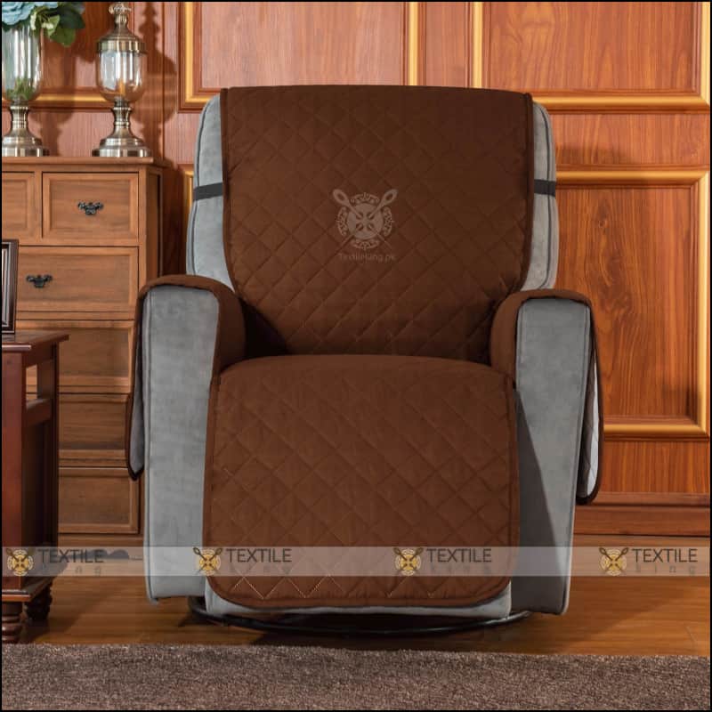 Recliner Quilted Chair Cover With Utility Pockets - Copper Brown