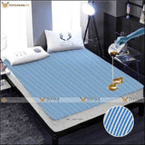 Terry Cotton Waterproof Mattress Protector - All Colors & Sizes Single 42X78 Inches / Blue Stripes