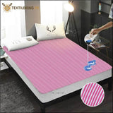 Terry Cotton Waterproof Mattress Protector - All Colors & Sizes Single 42X78 Inches / Pink Strpes
