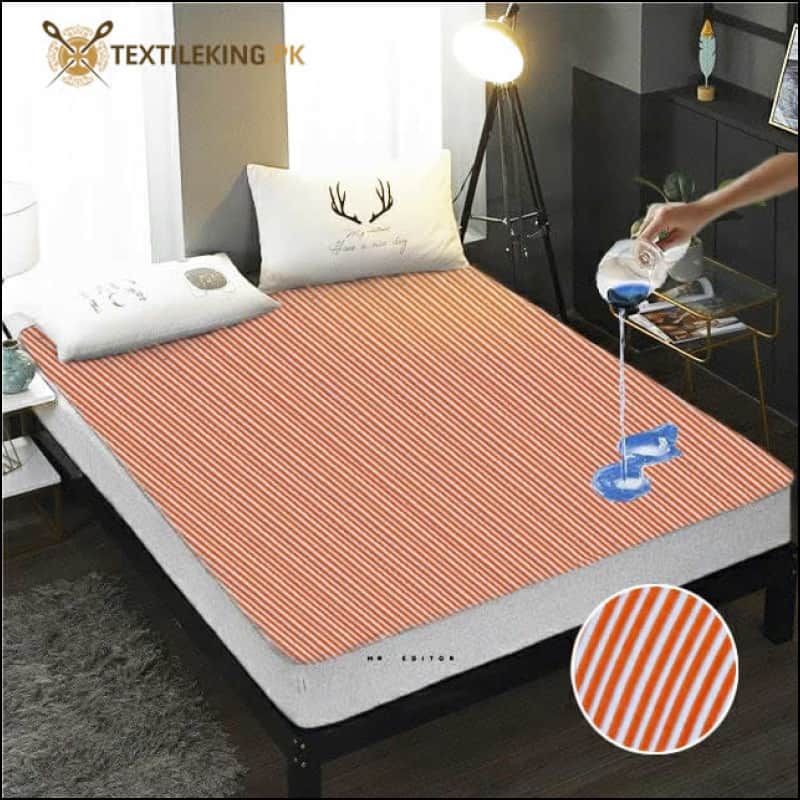Terry Towel Waterproof Mattress Protector - Red Stripes King Size