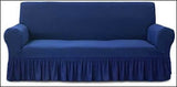 Turkish Stretchable Fitted Jacquard Sofa Cover - Blue All Colors & Sizes 2 Seater /