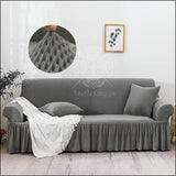 Turkish Stretchable Fitted Jacquard Sofa Cover - Blue All Colors & Sizes 2 Seater / Light Gray