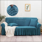 Turkish Stretchable Fitted Jacquard Sofa Cover - Blue - All Colors & Sizes