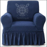Turkish Stretchable Fitted Jacquard Sofa Cover - Blue All Sizes