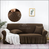 Turkish Stretchable Fitted Jacquard Sofa Cover - Dark Brown - All Sizes