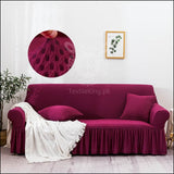 Turkish Stretchable Fitted Jacquard Sofa Cover - Maroon All Sizes