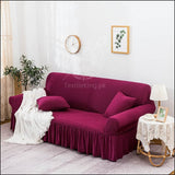 Turkish Stretchable Fitted Jacquard Sofa Cover - Maroon All Sizes