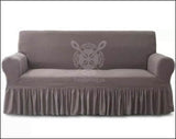 Turkish Stretchable Fitted Jacquard Sofa Cover - Mouse - All Sizes