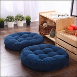 Velvet Round Floor Cushion-Ball Fiber Filled_1 Pair=2pcs Blue