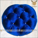 Velvet Round Floor Cushion-Ball Fiber Filled_1 Pair=2Pcs Blue