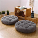 Velvet Round Floor Cushion-Ball Fiber Filled_1 Pair=2pcs Gray