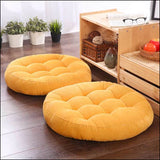 Velvet Round Floor Cushion-Ball Fiber Filled_1 Pair=2pcs Yellow